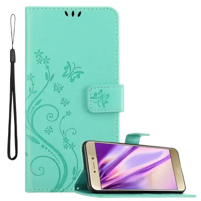 CADORABO Huawei P8 LITE 2017/P9 LITE 2017 srebrna - ovitek v cvetličnem dizajnu z magnetnim zapiranjem, stoječo funkcijo in režami za kartice