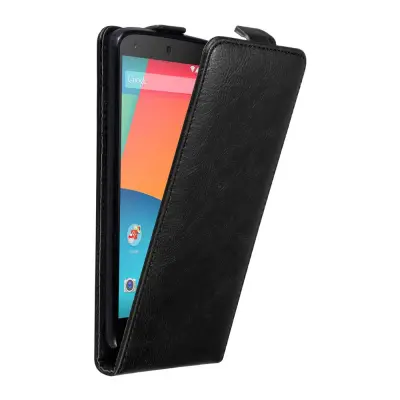 Cadorabo Ohišje, združljivo z LG Google NEXUS 5 v nočna črna - Zaščitni ovitek v obliki flipa z magnetnim zapiranjem