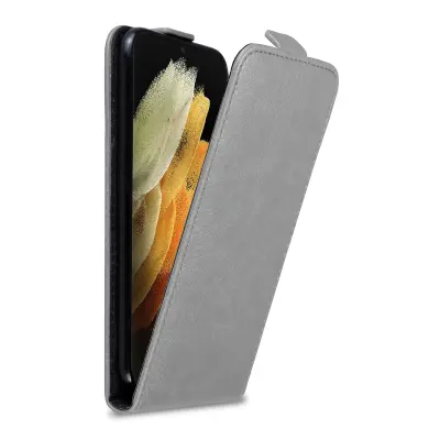 Cadorabo Ohišje, združljivo z Samsung Galaxy S21 ULTRA v titanovo siva - Zaščitni ovitek v obliki flipa z magnetnim zapiranjem