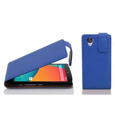 Cadorabo Ohišje, združljivo z LG Google NEXUS 5 v mornarsko modra - Zaščitni ovitek v obliki flipa iz teksturiranega umetnega usnja