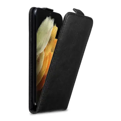 Cadorabo Ohišje, združljivo z Samsung Galaxy S21 ULTRA v nočna črna - Zaščitni ovitek v obliki flipa z magnetnim zapiranjem