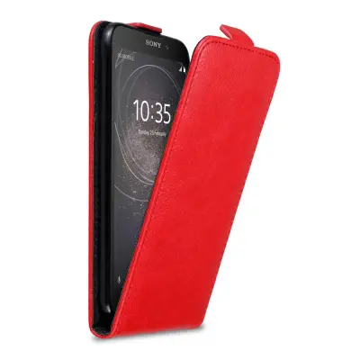 Cadorabo Ohišje, združljivo z Sony Xperia L2 v rdeče jabolko - Zaščitni ovitek v obliki flipa z magnetnim zapiranjem