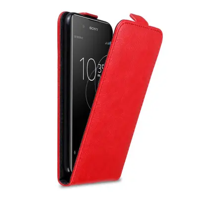 Cadorabo Ohišje, združljivo z Sony Xperia XA1 PLUS v rdeče jabolko - Zaščitni ovitek v obliki flipa z magnetnim zapiranjem