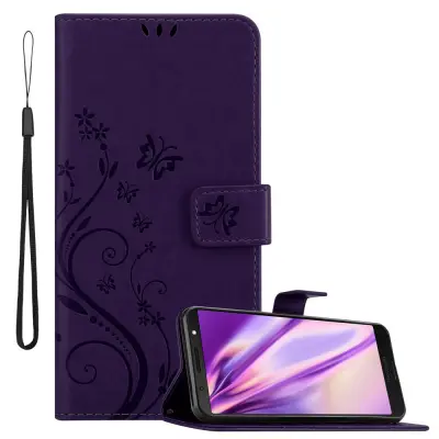 CADORABO Motorola MOTO G6 PLUS v klasična temno modra - ovitek v cvetličnem dizajnu z magnetnim zapiranjem, stoječo funkcijo in režami za kartice