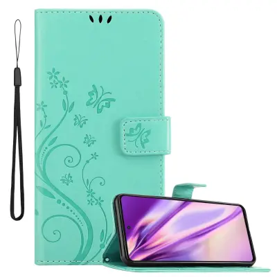 CADORABO Samsung Galaxy A52 (4G/5G)/A52s srebrna - ovitek v cvetličnem dizajnu z magnetnim zapiranjem, stoječo funkcijo in režami za kartice