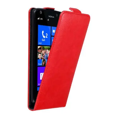 Cadorabo Ohišje, združljivo z Nokia Lumia 925 v rdeče jabolko - Zaščitni ovitek v obliki flipa z magnetnim zapiranjem
