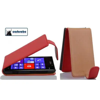 Cadorabo Ohišje, združljivo z Nokia Lumia 925 v čili rdeča - Zaščitni ovitek v obliki flipa iz gladkega umetnega usnja