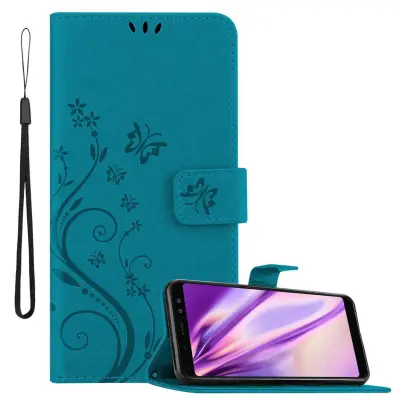 CADORABO Samsung Galaxy A8 2018 v klasična rožnata zlata - ovitek v cvetličnem dizajnu z magnetnim zapiranjem, stoječo funkcijo in režami za kartice