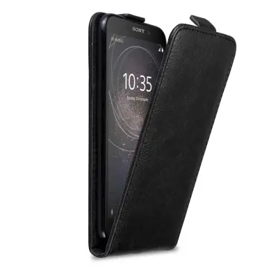 Cadorabo Ohišje, združljivo z Sony Xperia L2 v nočna črna - Zaščitni ovitek v obliki flipa z magnetnim zapiranjem