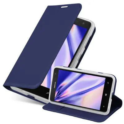 Cadorabo Ohišje, združljivo z Nokia Lumia 625 v klasična temno modra - Zaščitni ovitek z magnetnim zapiranjem, stoječo funkcijo in režo za kartice