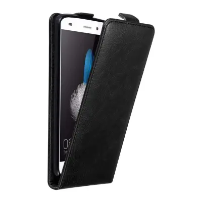 Cadorabo Ohišje, združljivo z Huawei P8 LITE 2015 v nočna črna - Zaščitni ovitek v obliki flipa z magnetnim zapiranjem