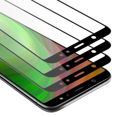CADORABO Samsung Galaxy A6 2018 - Zaščitna folija v transparentno s čarno - 3-pack Kaljeno steklo za zaščito zaslona s trdoto 9H in 3D dotikom