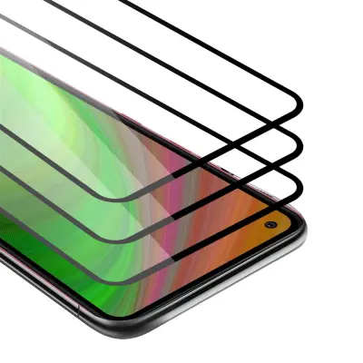 CADORABO LG K51S - Zaščitna folija v transparentno s čarno - 3-pack Kaljeno steklo za zaščito zaslona s trdoto 9H in 3D dotikom
