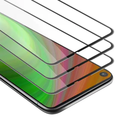 CADORABO Samsung Galaxy A9 PRO 2019 - Zaščitna folija v transparentno s čarno - 3-pack Kaljeno steklo za zaščito zaslona s trdoto 9H in 3D doti