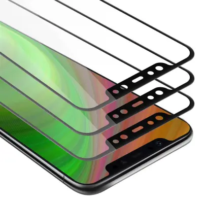 CADORABO Xiaomi Pocophone F1 - Zaščitna folija v transparentno s čarno - 3-pack Kaljeno steklo za zaščito zaslona s trdoto 9H in 3D dotikom