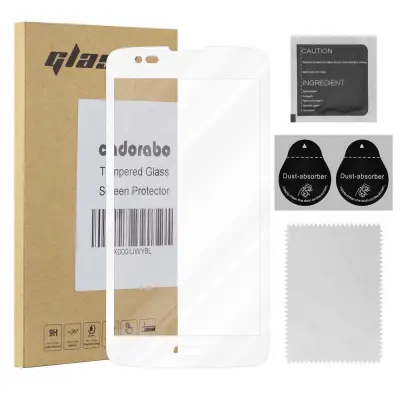 CADORABO LG K7 2016 - Zaščitna folija za transparentna z belo - Zaščitno steklo s kaljenim zaslonom s trdoto 9H in 3D dotikom