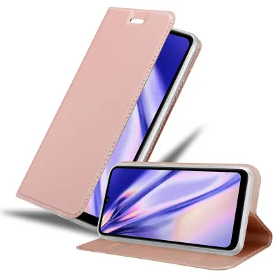 Cadorabo Ohišje, združljivo z Huawei Y6P v klasična rožnata zlata - Zaščitni ovitek z magnetnim zapiranjem, stoječo funkcijo in režo za kartice