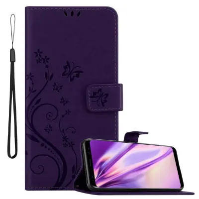 CADORABO Samsung Galaxy S8 v klasična temno modra - ovitek v cvetličnem dizajnu z magnetnim zapiranjem, stoječo funkcijo in režami za kartice
