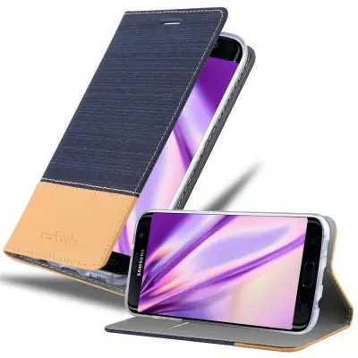 Cadorabo Case, združljiv s Samsungom v temno modro rjavi barvi - zaščitni pokrov z magnetnim zapiranjem, stoječo funkcijo in režo za kartico