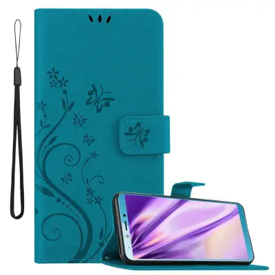 CADORABO Samsung Galaxy A6s v klasična rožnata zlata - ovitek v cvetličnem dizajnu z magnetnim zapiranjem, stoječo funkcijo in režami za kartice