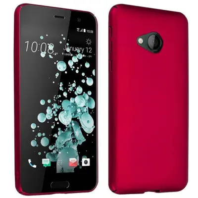 Cadorabo Case, združljiv s HTC v kovinski rdeči barvi - trdi zaščitni pokrov v kovinskem videzu pred praskami in udarci