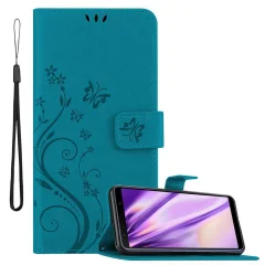 Cadorabo Ohišje, združljivo z Samsung Galaxy A7 2018 v klasična rožnata zlata - Zaščitni ovitek v cvetličnem dizajnu z magnetnim zapiranjem, stoječo funkcijo in režami za kartice