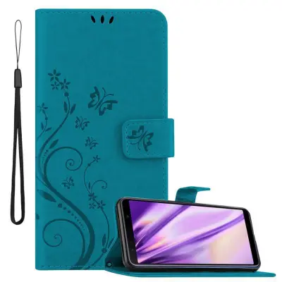 CADORABO Samsung Galaxy A7 2018 v klasična rožnata zlata - ovitek v cvetličnem dizajnu z magnetnim zapiranjem, stoječo funkcijo in režami za kartice