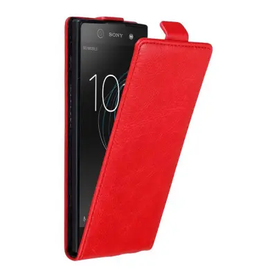 Cadorabo Ohišje, združljivo z Sony Xperia XA1 v rdeče jabolko - Zaščitni ovitek v obliki flipa z magnetnim zapiranjem