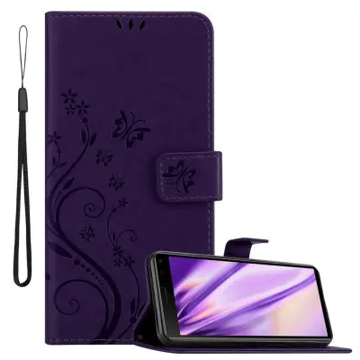 CADORABO Sony Xperia 8 v klasična temno modra - ovitek v cvetličnem dizajnu z magnetnim zapiranjem, stoječo funkcijo in režami za kartice