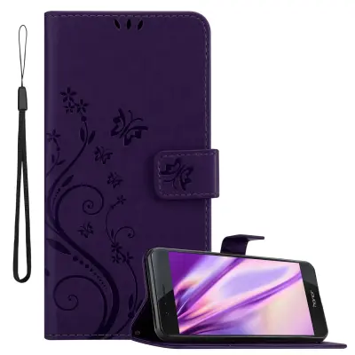 CADORABO Honor 8/8 PREMIUM v klasična temno modra - ovitek v cvetličnem dizajnu z magnetnim zapiranjem, stoječo funkcijo in režami za kartice