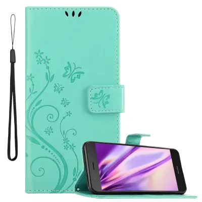 CADORABO Huawei P9 LITE 2016/G9 LITE v klasično srebrno - ovitek v cvetličnem dizajnu z magnetnim zapiranjem, stoječo funkcijo in režami za kartice