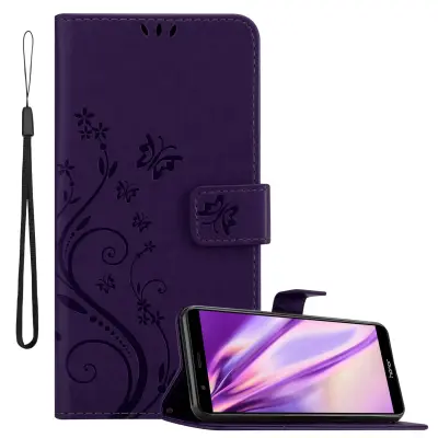 CADORABO Honor 7X v klasična temno modra - ovitek v cvetličnem dizajnu z magnetnim zapiranjem, stoječo funkcijo in režami za kartice