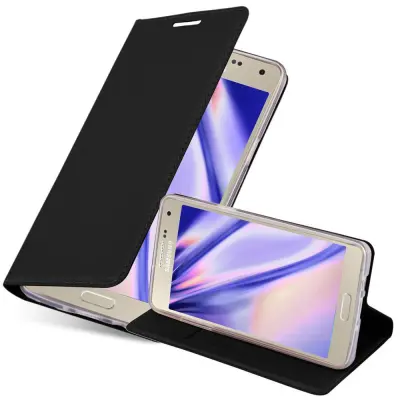 Cadorabo Ohišje, združljivo z Samsung Galaxy A3 2015 v klasična črna - Zaščitni ovitek z magnetnim zapiranjem, stoječo funkcijo in režo za kartice