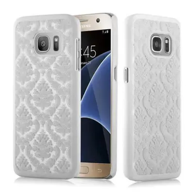 Cadorabo Case, združljiv s Samsungom v beli barvi - trdi zaščitni pokrov v Flower Paisley Henna Design proti praskam in udarcem