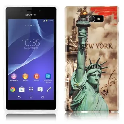 Cadorabo Case, združljiv s Sonyjem z New Yorkom - Kip Of Liberty Print - Trda zaščitna kritje v trendovskem oblikovanju