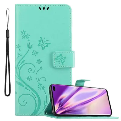 CADORABO Samsung Galaxy S10 PLUS v klasično srebrno - ovitek v cvetličnem dizajnu z magnetnim zapiranjem, stoječo funkcijo in režami za kartice