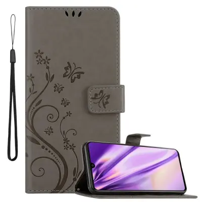 CADORABO Samsung Galaxy A41 v klasična črna - ovitek v cvetličnem dizajnu z magnetnim zapiranjem, stoječo funkcijo in režami za kartice