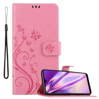 CADORABO Samsung Galaxy A10s/M01s v klasična zlata - ovitek v cvetličnem dizajnu z magnetnim zapiranjem, stoječo funkcijo in režami za kartice