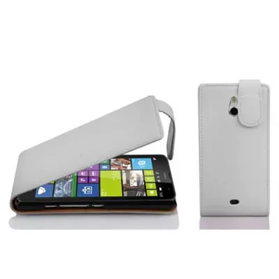 Cadorabo Ohišje, združljivo z Nokia Lumia 1320 v snežno bela - Zaščitni ovitek v obliki flipa iz teksturiranega umetnega usnja