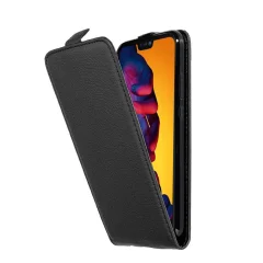 Cadorabo Ohišje, združljivo z Huawei P20 LITE 2018 / NOVA 3E v oksidna črna - Zaščitni ovitek v obliki flipa iz teksturiranega umetnega usnja