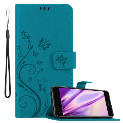 CADORABO Huawei Y6 PRO 2017 v klasična rožnata zlata - ovitek v cvetličnem dizajnu z magnetnim zapiranjem, stoječo funkcijo in režami za kartice