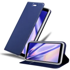Cadorabo Ohišje, združljivo z Samsung Galaxy A7 2018 v klasična temno modra - Zaščitni ovitek z magnetnim zapiranjem, stoječo funkcijo in režo za kartice