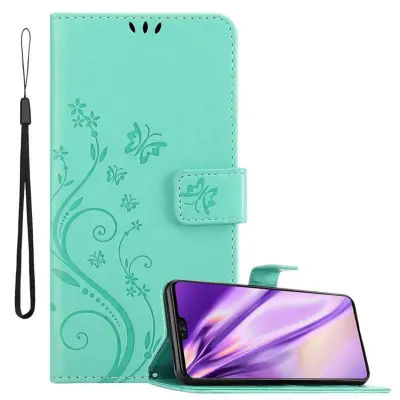 CADORABO Huawei MATE 30 v klasično srebrno - ovitek v cvetličnem dizajnu z magnetnim zapiranjem, stoječo funkcijo in režami za kartice