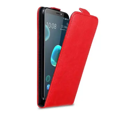 Cadorabo Ohišje, združljivo z HTC Desire 12 PLUS v rdeče jabolko - Zaščitni ovitek v obliki flipa z magnetnim zapiranjem