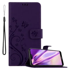 CADORABO Huawei P20 LITE 2018/NOVA 3E temno modra - ovitek v cvetličnem dizajnu z magnetnim zapiranjem, stoječo funkcijo in režami za kartice