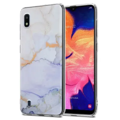 Cadorabo Case, združljiv s Samsungom v beli vijolični zlati marmor Gm 09 - Zaščitni pokrov iz silikona TPU z vzorcem mozaikom