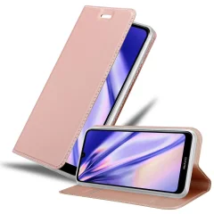 Cadorabo Ohišje, združljivo z Huawei Y6 2019 v klasična rožnata zlata - Zaščitni ovitek z magnetnim zapiranjem, stoječo funkcijo in režo za kartice