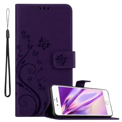 CADORABO Apple iPhone 6 PLUS/6S PLUS temno modra - ovitek v cvetličnem dizajnu z magnetnim zapiranjem, stoječo funkcijo in režami za kartice