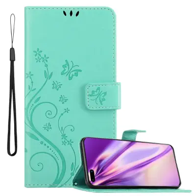 CADORABO Huawei P40 v klasično srebrno - ovitek v cvetličnem dizajnu z magnetnim zapiranjem, stoječo funkcijo in režami za kartice