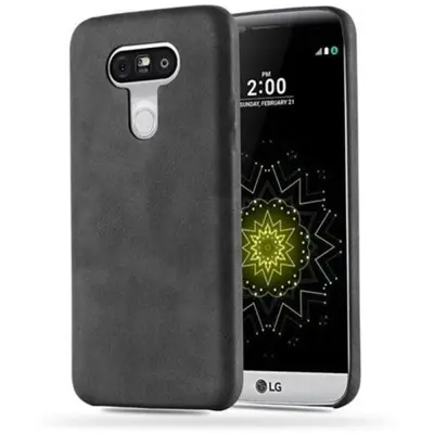 Cadorabo Case, združljiv z LG v Vintage Black - Hard Case zaščitni pokrov iz imitacije usnja